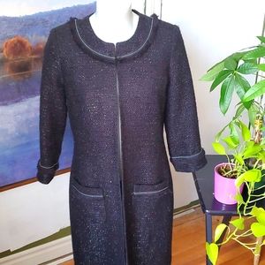 Karl Lagerfeld black sparkle open coat jacket, size 6